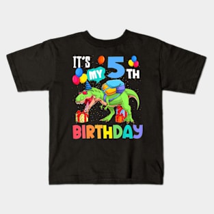 T Rex Dinosaur Its My 5Th Birthday 5 Years Old Boys Kids Kids T-Shirt